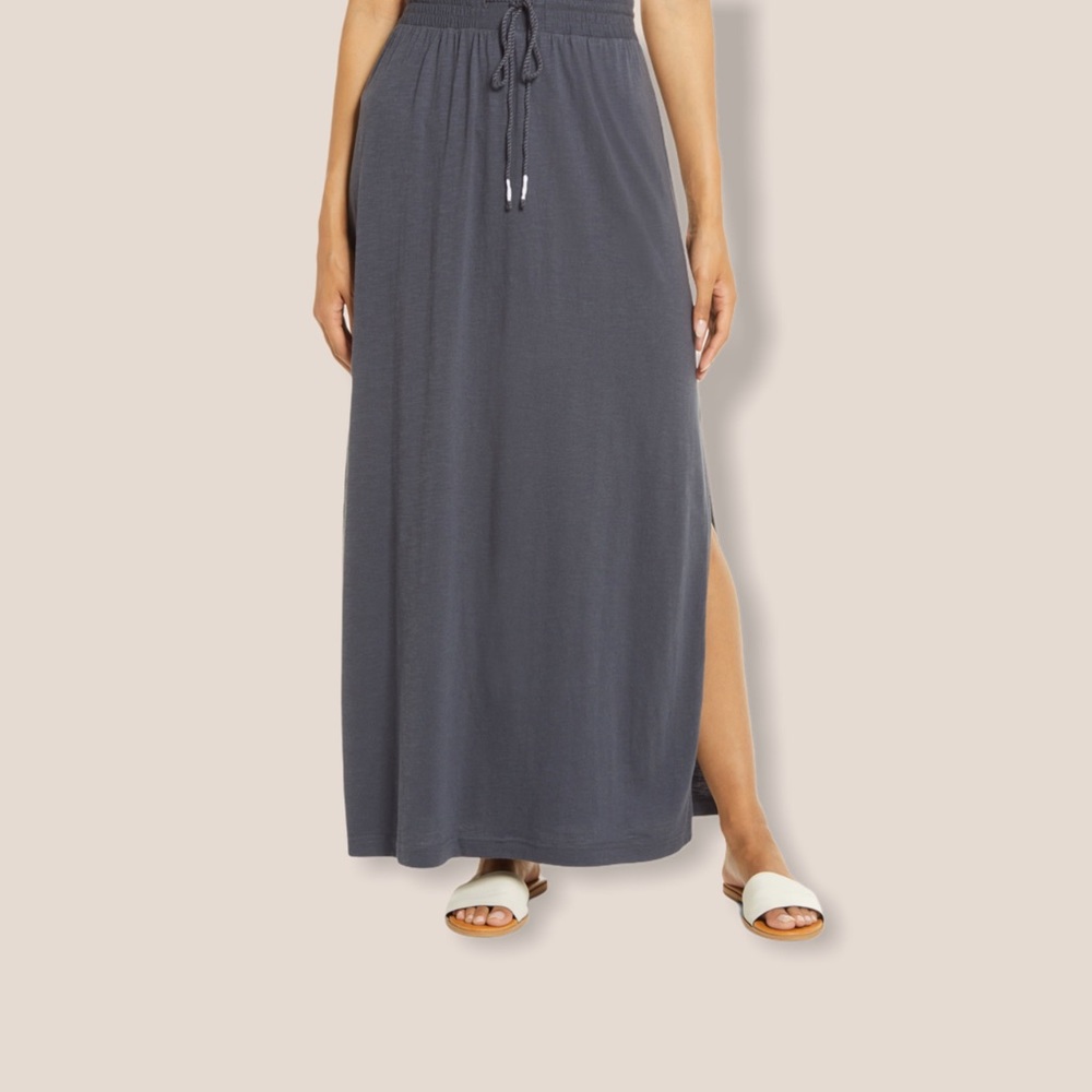 Drawstring Knit Maxi Skirt
